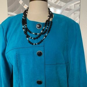 Leslie Fay Teal Jacket and Skirt